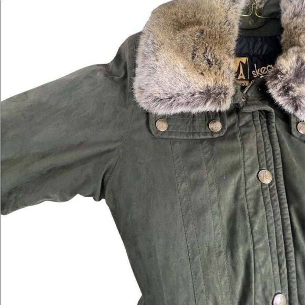 SKEA WOMENS FAUX SUEDE/VELVET AND FUR SKI JACKET SIZE 10 GREEN - Picture 5 of 14
